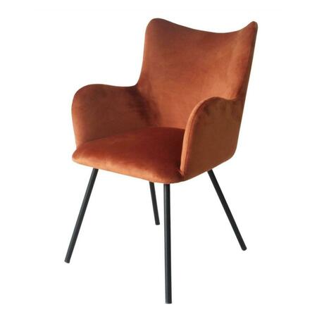 GFANCY FIXTURES Rust Orange Curvy Velvet & Black Modern Dining Chair GF3107122